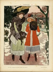 Illustration of Florane (1872-1940) in Le Rire, 22/01/10 - Ingenuity - Fashion, Hat, Public Garden