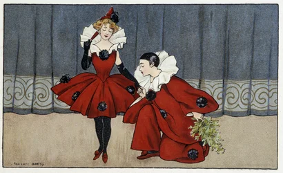 Pierrot and Colombine - drawing by Florence Hardy, early 20th century