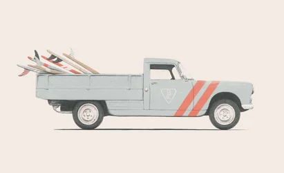 Pickup car with surfboards