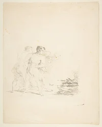 Men Spitting at a Fire, ca. 1820-1850
