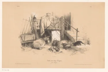 Stable with Donkey, Cat, and Mouse