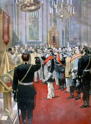 Swearing the oath of allegiance to Tsar Nicholas II, Russian church in Paris, 1894