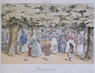 Children and Nannies in the Park, from the Tableau de Paris series, engraved by C. Motte
