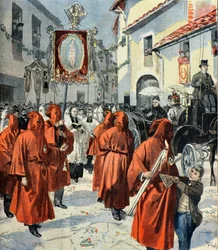 Queen Victoria Attends the Procession of the Red Penitents, Nice