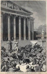 Universal Suffrage and the Republic Chasing Merchants from the Temple - Allegory on the Aftermath of the Panama Affair - Engraving by Meaulle by Henri Meyer