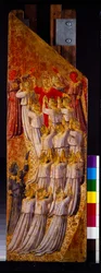 Two panels from the Last Judgement showing the Ascent into Heaven & the Descent into Hell