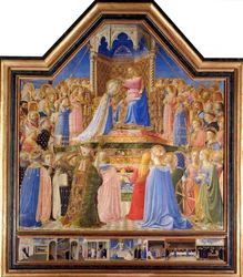 Coronation of the Virgin, c. 1430-32. Painting by Guido di Pietro, also Fra Giovanni da Fiesole, known as Fra Angelico or Il Beato (1387-1455), 15th century, 2.09 x 2.06 m, Paris, Musée du Louvre