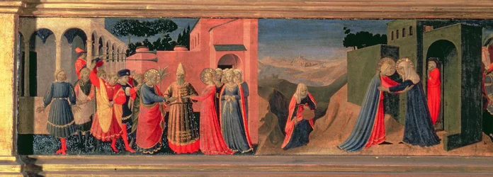 Predella Panel to the Annunciation Showing the Marriage of the Virgin and the Visitation