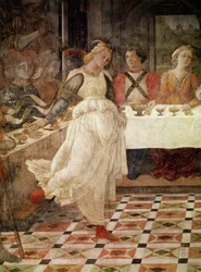 Salome dancing at the Feast of Herod, detail of the fresco cycle of the Lives of the Saints Stephen and John the Baptist from the main chapel, 1452-64