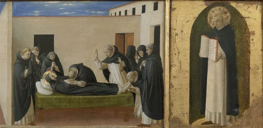 Death of Saint Dominic and Saint Thomas Aquinas. Cortona Polyptych (detail), c. 1437