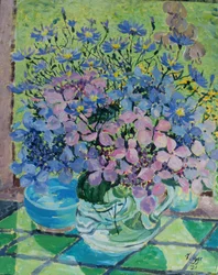 Hydrangeas and Michaelmas Daisies