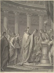Roman General Julius Caesar Dedicating the Temple of Venus Genetrix in the Forum of Caesar, Rome, 46 BC