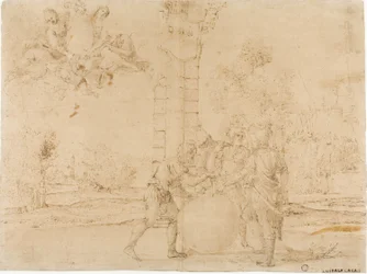 Octavian, Mark Antony, and Lepidus Dividing the Roman Empire, with Bologna in the Background