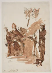 St. Louis Seated with St. John the Evangelist Standing Beside Him. Study for an Altarpiece in Chiesa dell’Angelo Raffaele, Venice