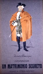 Character “Count Robinson” in “Secret Marriage” (matrimonio Segreto) by Domenico Cimarosa (1749 - 1801). Costume of F. Gamba - Scala of Milan