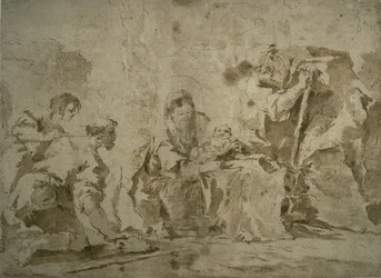 Adoration of the Shepherds (recto); Three Sketches: Buildings by Canal with Boats, Landscape with Buildings on Hillside, Buildings with Portico (verso)