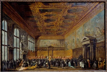 The audience granted by the Doge of Venice in the College Hall at the Ducal Palace of Venice