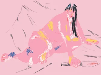 Pink Figure Bloodied Knife