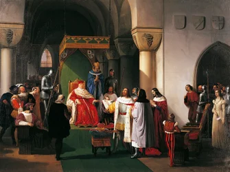 Filippo Maria Visconti, Duke of Milan Returns Crown to Kings of Aragona and of Navarra, Taken Prisoner by Genoese