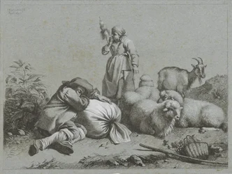Shepherd and Shepherdess with Sheep and Goat