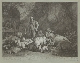 Old, Bald-headed Shepherd, Seated Shepherd Boy and Flock