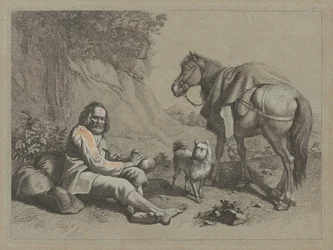 Seated Old Man about to Drink from a Gourd, c. 1763