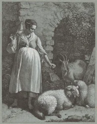 Woman Spinning Yarn by an Arch, 1764