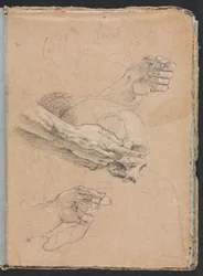 Verona Sketchbook: Study of Hands and Skull (detail)
