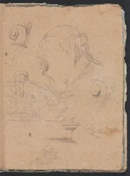Verona Sketchbook: Architectural motifs with female head (page 45)