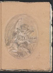 Verona Sketchbook: Figure with child in roundel (page 67)