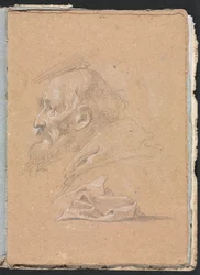 Verona Sketchbook: Monk in profile with drapery (page 87)
