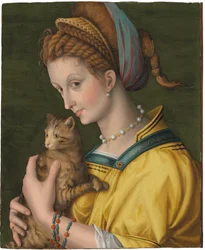 Portrait of a Young Lady Holding a Cat