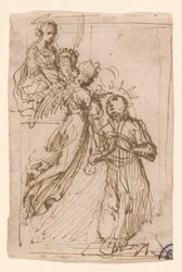 Blessed Stanislaus Kostka Receiving Communion from the Angels Assisted by Saint Barbara