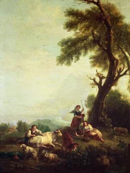 Landscape with Peasants Watching a Herd of Cattle