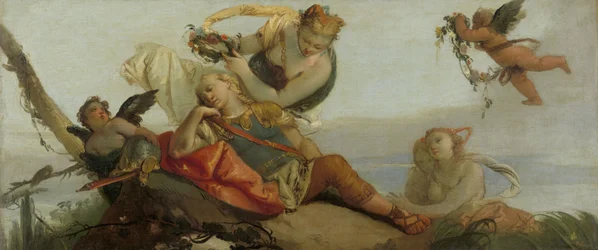 The Sleeping Rinaldo Crowned with Flowers by Armida