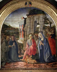 Nativity with St Bernard and St Thomas Aquinas