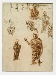 Sketches of Figures; Saints; An Angel; An Arm; Legs