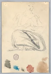 Sketch of Drapery for Seated Figure