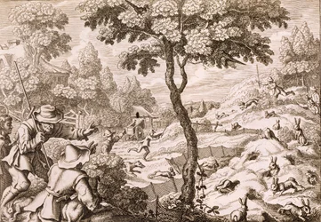 Cony Catching (engraved by Wenceslaus Hollar, 1671)