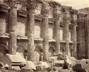 The North Wall of the Interior of the Temple of Jupiter, Showing the Fluted Columns, Baalbek