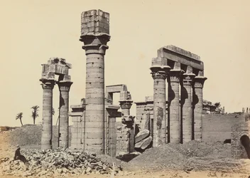 The Ruins of the City of Hermonthis with the Temple of Cleopatra in Armant (Erment) near Thebes, Egypt