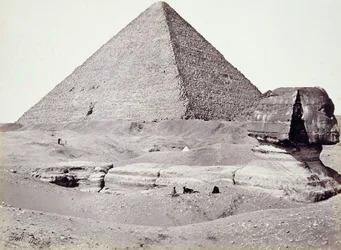 The Great Pyramid, with The Sphinx in the Foreground, El-Geezah