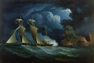 A Customs Brig Engaging the Pirate Lugger Will Watch