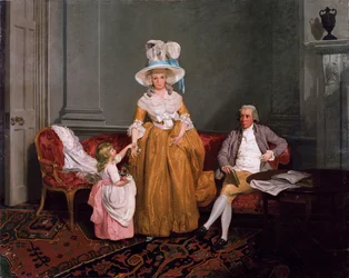 A Family Group, the Father Seated, the Mother and Daughter Standing, in an Interior, 18th Century