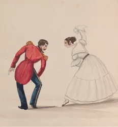 A Peruvian Man and Woman Dancing the Zamacueca, ca. 1848