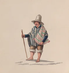 A Peruvian man, from a group of drawings depicting Peruvian costume