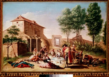 Lunch in the Countryside: Young People of the Bourgeoisie Playing a Picnic