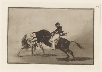 The Same Ceballos Mounted on Another Bull Breaks Short Spears in the Ring at Madrid, Plate 24 from La Tauromaquia