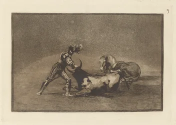 A Spanish Knight Kills the Bull after Having Lost His Horse, Plate 9 from La tauromaquia