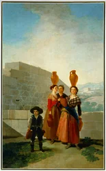 Girls Carrying Jugs of Water